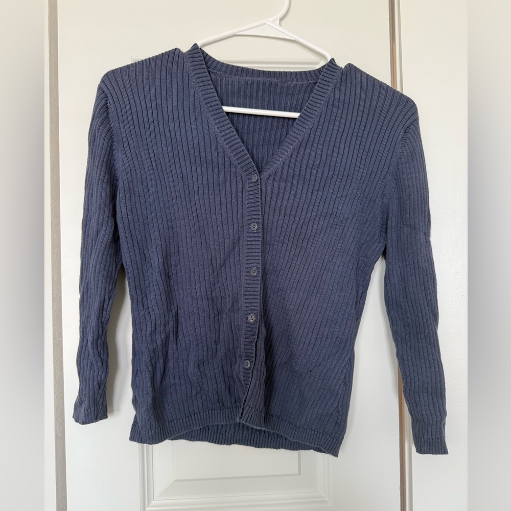 Women's v neck cardigan blue